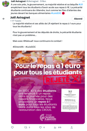 Tweet-Joël Aviragnet-Repas-1-euro-étudiants